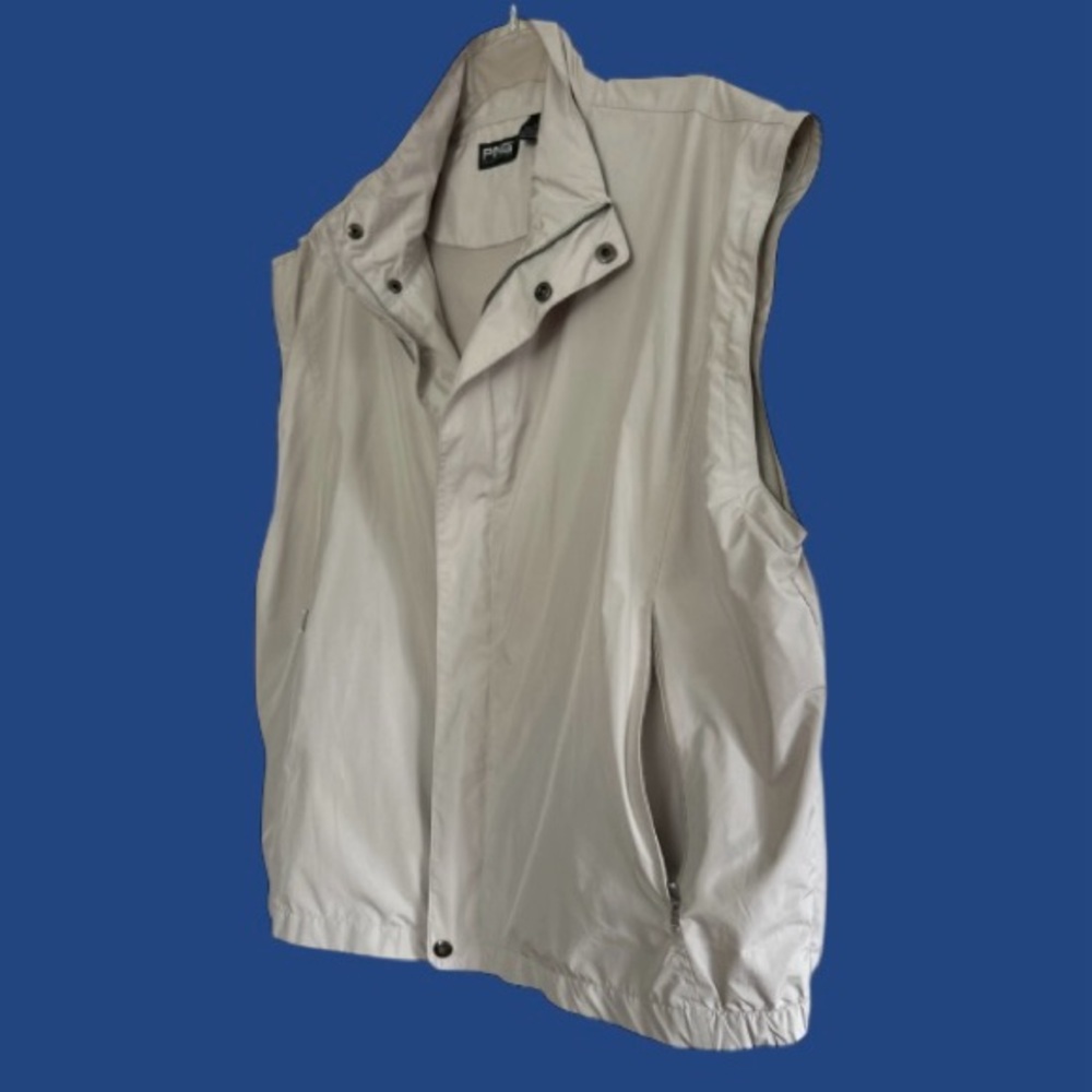 ⛳️ PING GOLF! MENS FULL ZIP VEST! NEUTRAL BEIGE! MUST-HAVE! EXCELLENT CONDITION